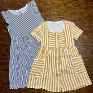 ZARA Girls Dress Yellow Stripe Sz 5 H&M Sundress Blue Sz 6X Easter Spring Summer